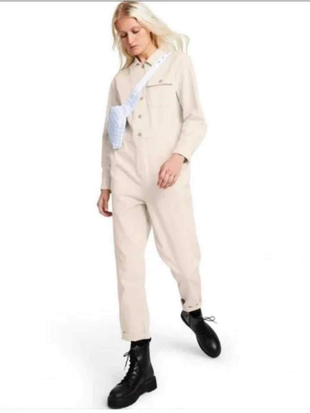 Sandy Liang x Target Beige Utility Jumpsuit 0 EUC | 90s Workwear Boiler Suit
